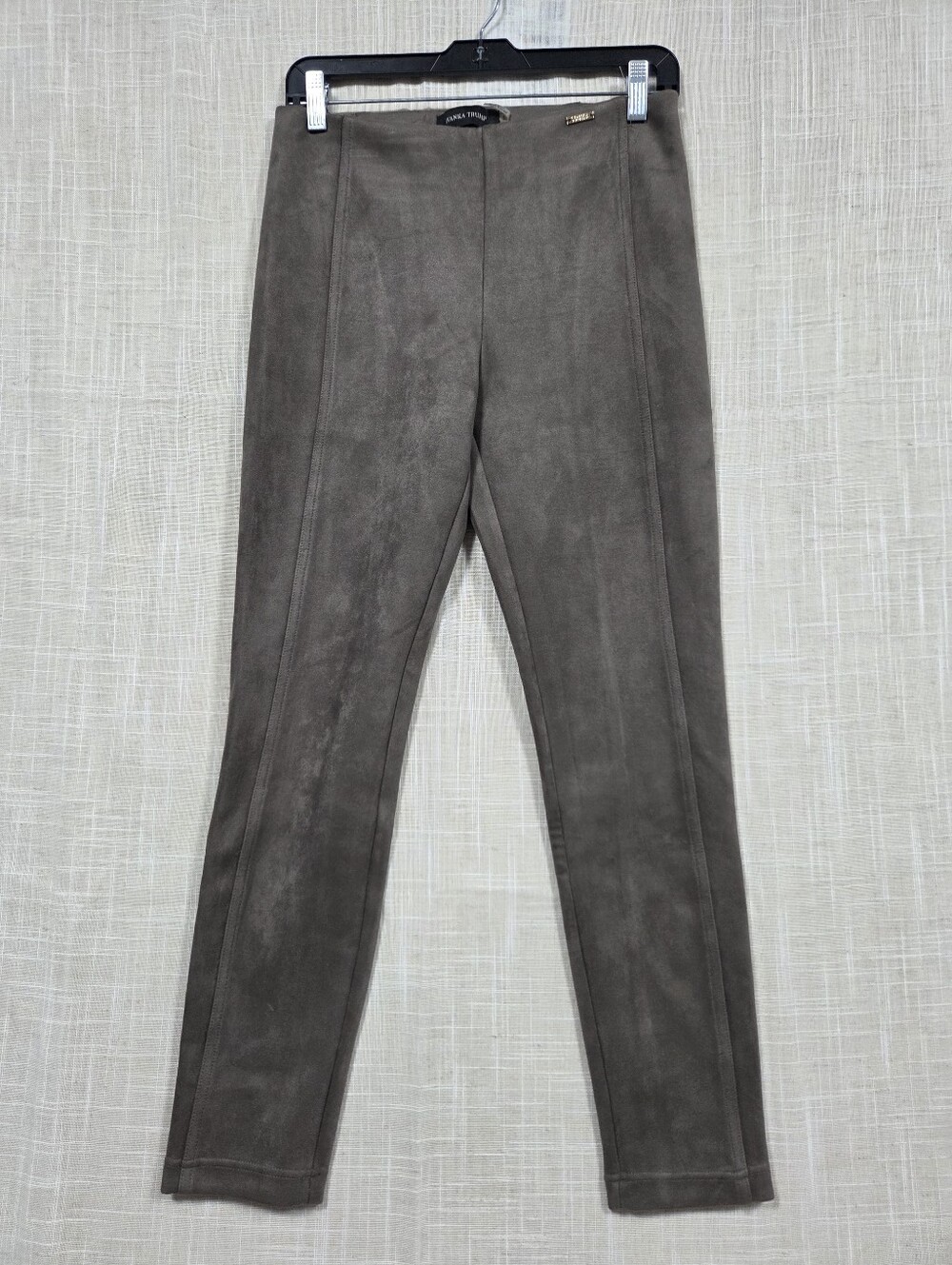 Ivanka Taupe Faux Suede Legging Pants S